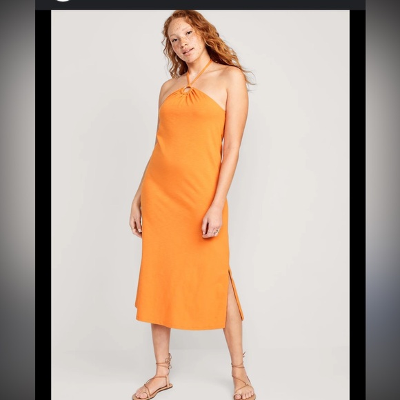Old Navy Orange HalterMidi  Dress - Picture 1 of 4